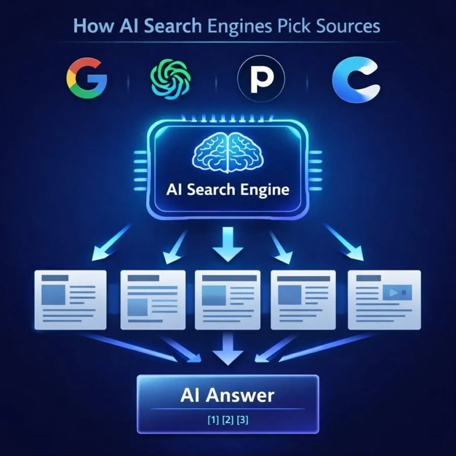 How AI Search Engines Pick Sources: AI Platforms Compared