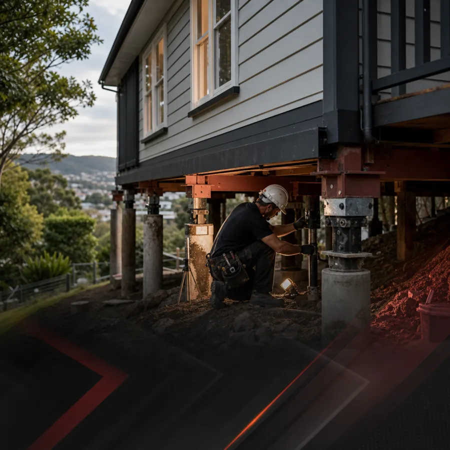 Wellington House Repiling case study visual: house foundation repair with PageSpeed 78 to 98