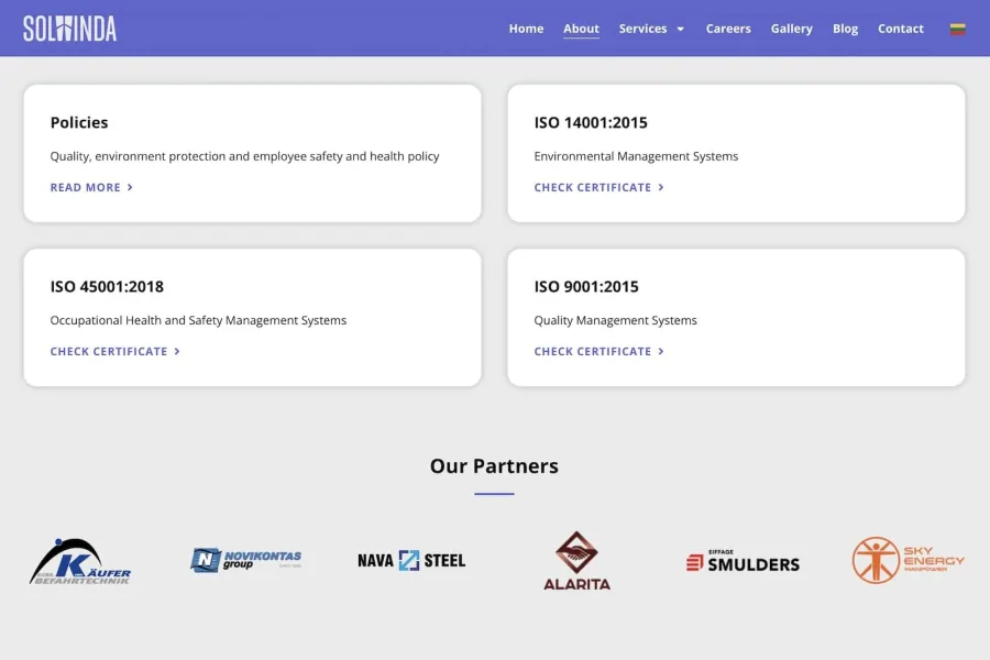 Solwinda website homepage