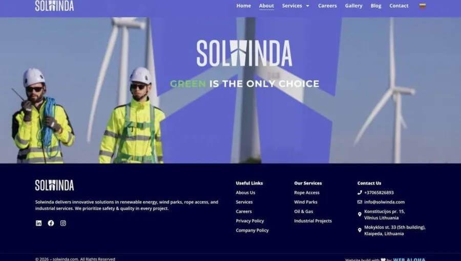 Website designed for Solwinda
