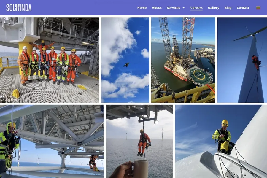 Solwinda website - Wind energy services