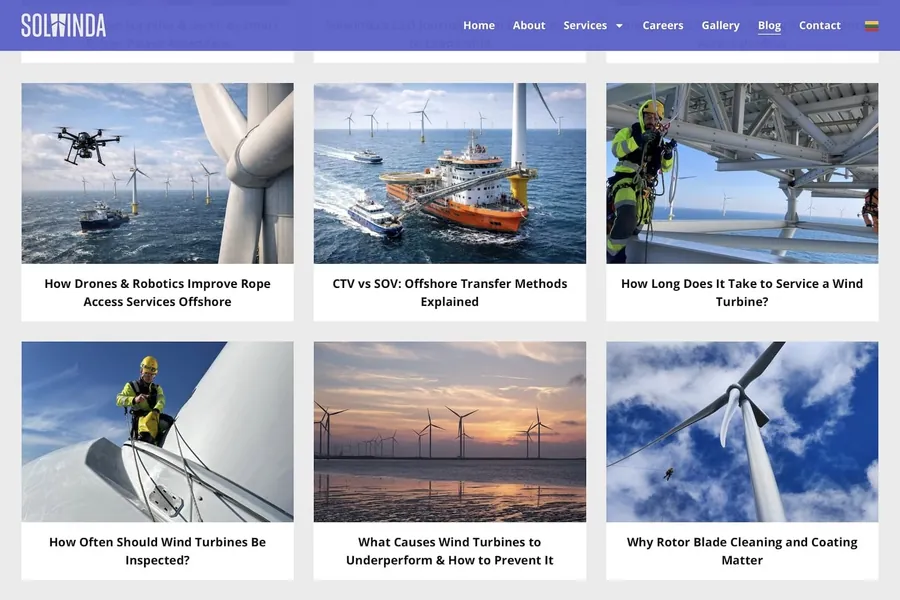 Solwinda website - Industrial solutions