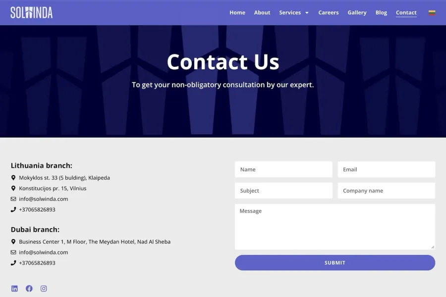 Solwinda website - Company overview