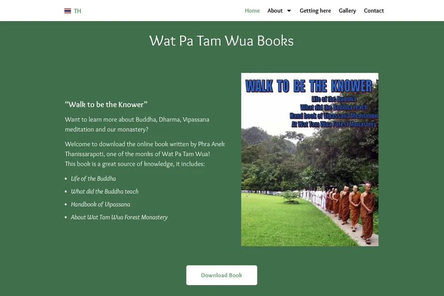 Wat Pa Tam Wua website - Homepage