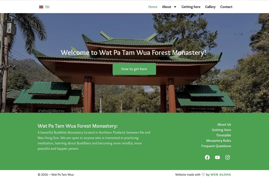 Wat Pa Tam Wua website - Pai directions