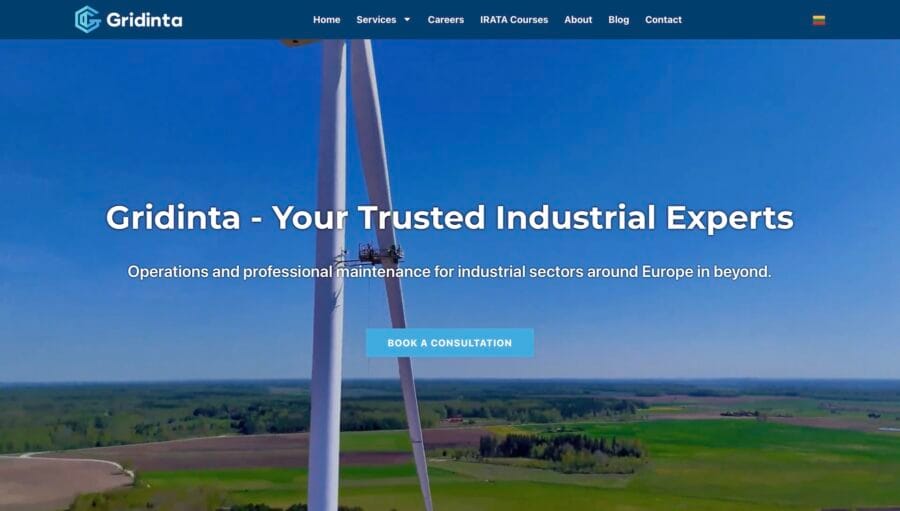 Gridinta website homepage