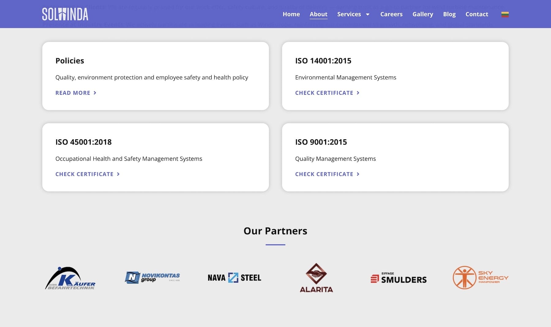 Solwinda website homepage