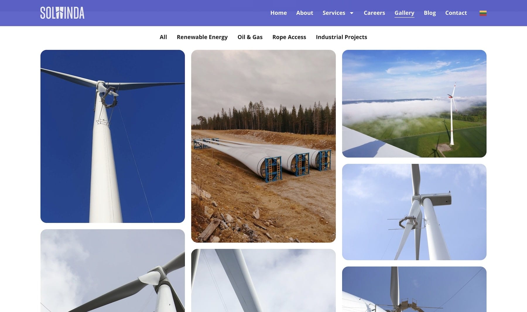 Solwinda website - Service pages