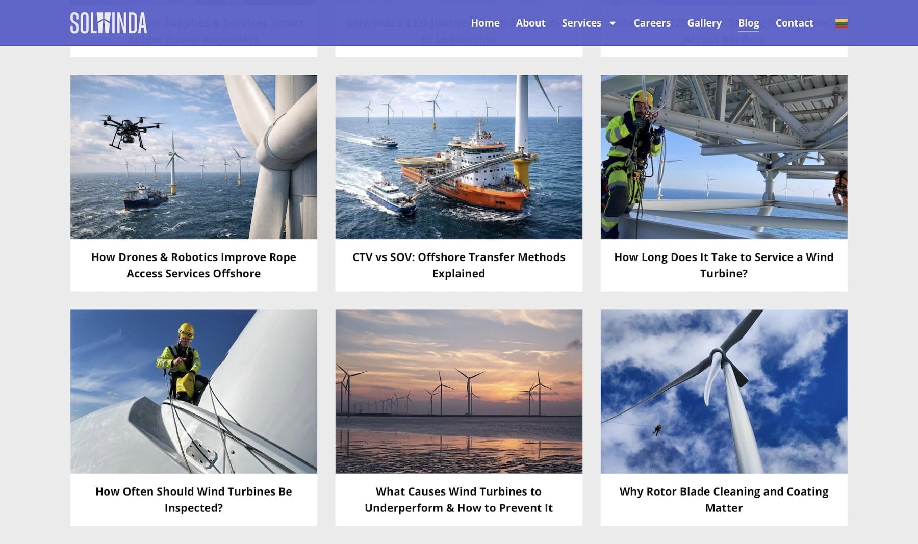 Solwinda website - Industrial solutions