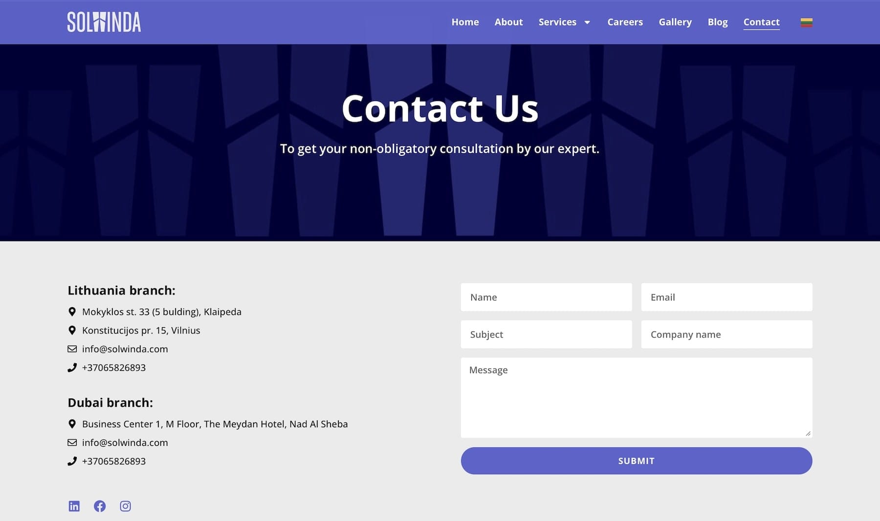 Solwinda website - Company overview