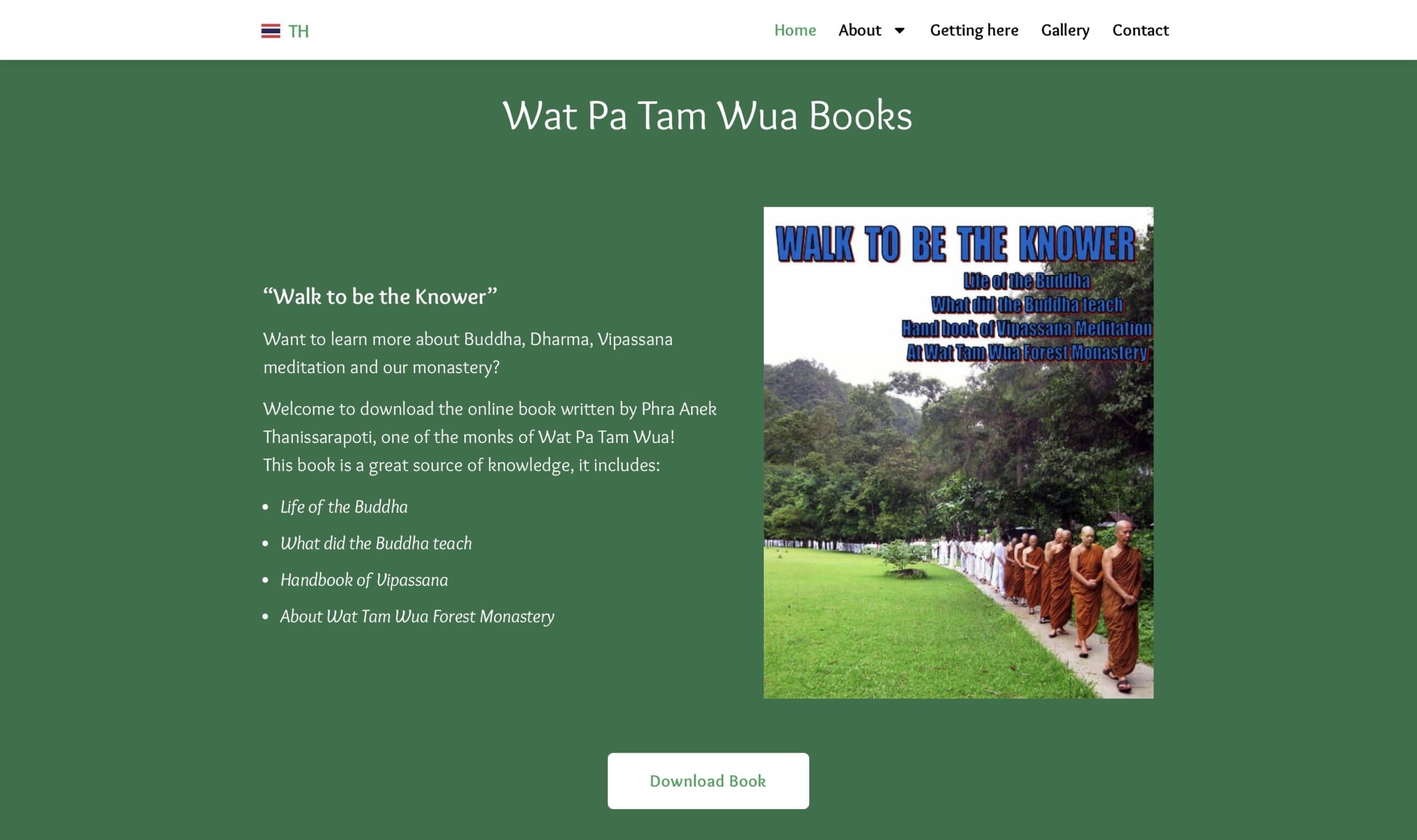 Wat Pa Tam Wua website - Homepage