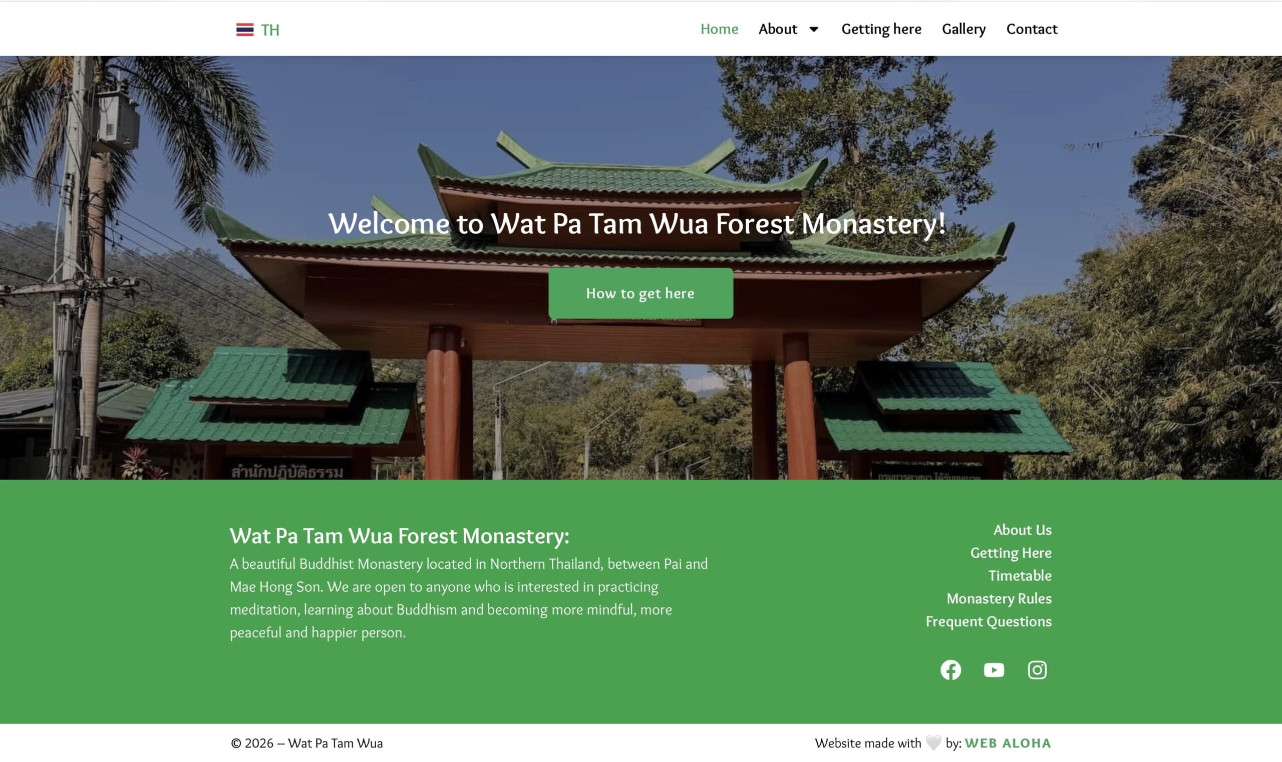 Wat Pa Tam Wua website - Pai directions